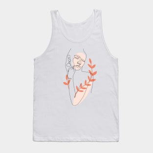 One line woman portrait. Female poster. Tank Top